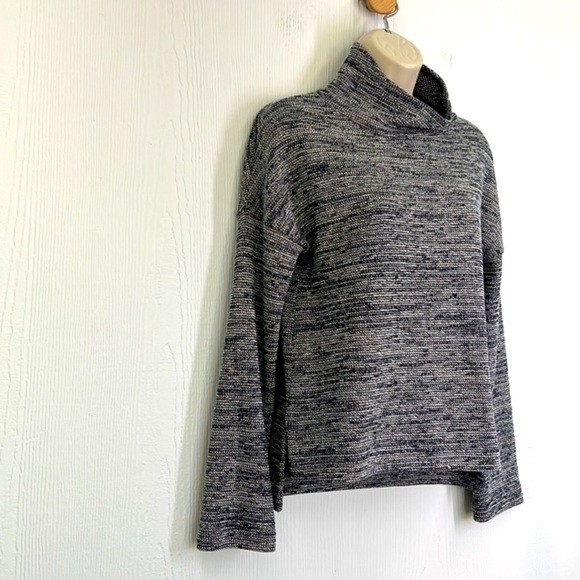 Madewell - Navy & White Tweed Mock-neck Long Sleeve Textured Top Size XS - Picture 4 of 10